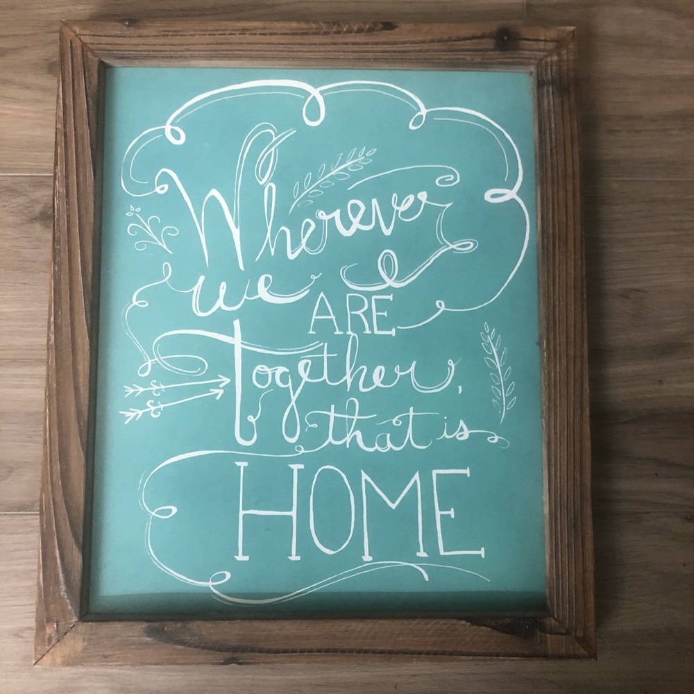 Green And White Wood Framed Sign
